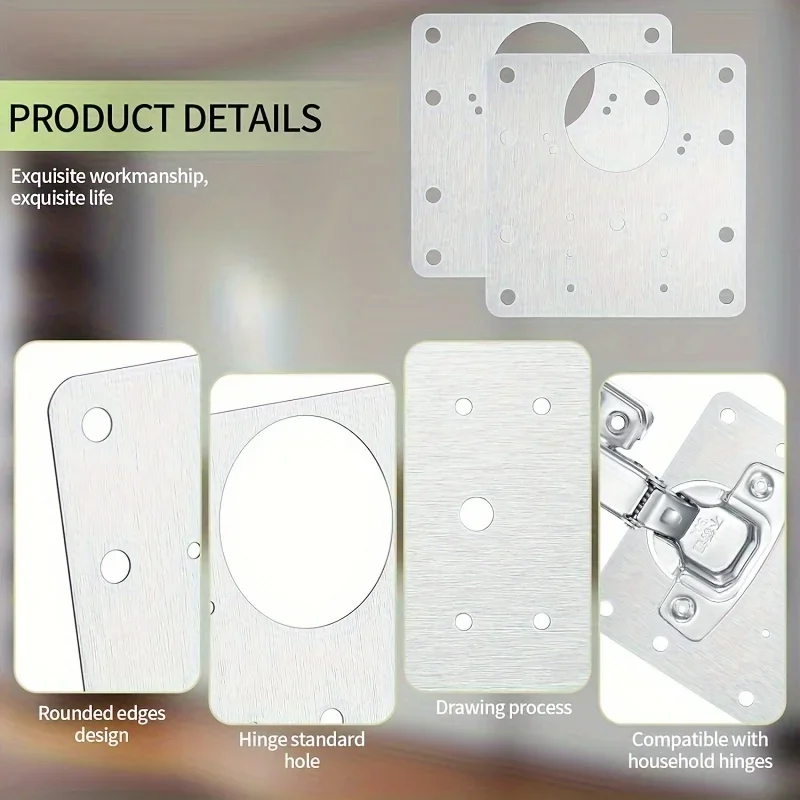 Description Picture 4 of item4/6pcs Cabinet hinge repair board, fixed board bracket kit, hinge repair installation board, with cabinet furniture holes
