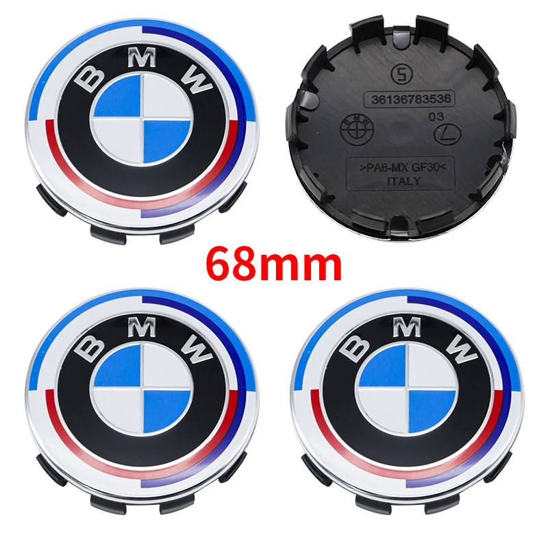 BMW E46 E90 F10 F30 G20 X5 82mm 74mm 68mm 56mm 45mm 50주년 기념 차량용 후드 트렁크 휠 스티어링 배지 7종 엠블럼 세트