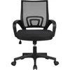 Home Office Modern Desk and Chair Set Computer Desk w/Drawer & Shelves with Ergonomic Mesh Height Adjustable Office Chair 6