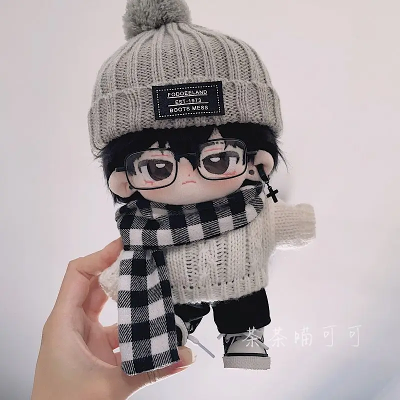 20cm Doll Clothes Gray Wool Hat Cool Artistic Style Suit Cotton Doll Clothes Fat Body Can Be Worn Fans Children Dolls Cute Gifts 4