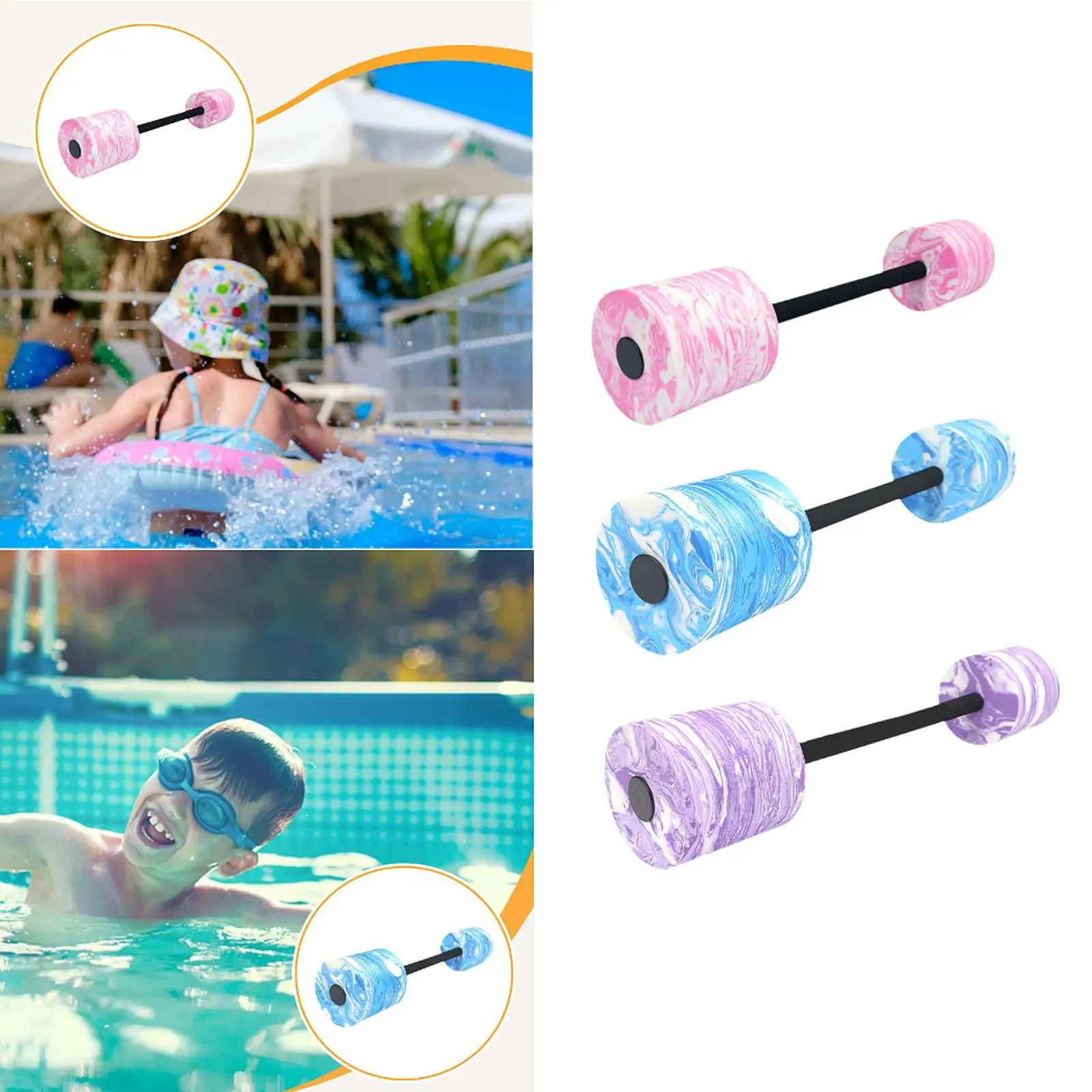 Aquatic Dumbbell Underwater Exercise Versatile Swim Training Pool Resistance Portable Swimming Barbell Foam Pool Weights