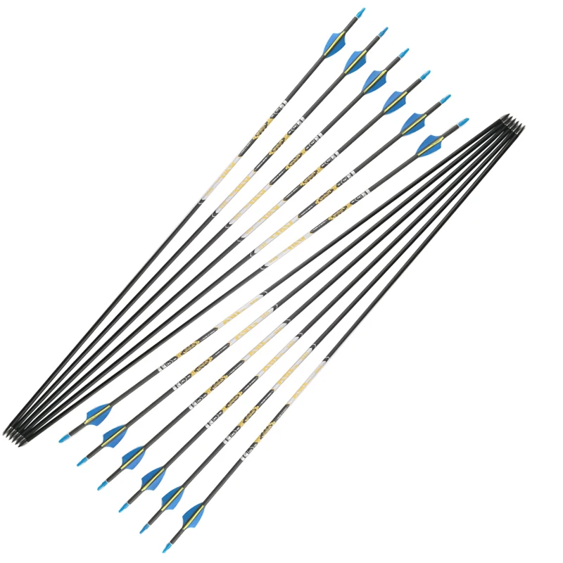 

Archery Carbon Arrows Spine350-1000 30.5" ID4.2 Shaft Vanes Nocks for Compound Recurve Bow Longbow 6/12pcs