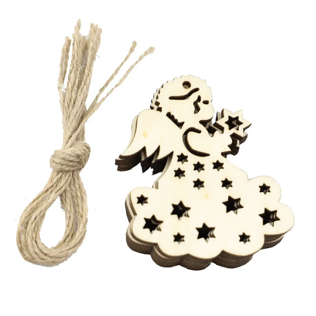 Wooden Hanging Ornaments christmas decorations 10pcs For Christmas DIY