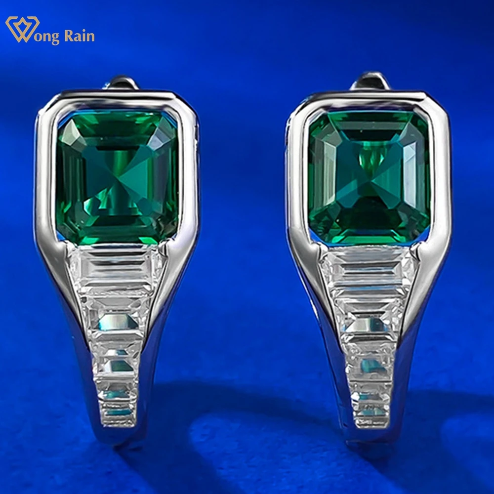 

Wong Rain 100% 925 Sterling Silver 6 MM Asscher Cut Lab Sapphire Emerald Gemstone Ear Studs Earrings Fine Jewelry Gift Wholesale