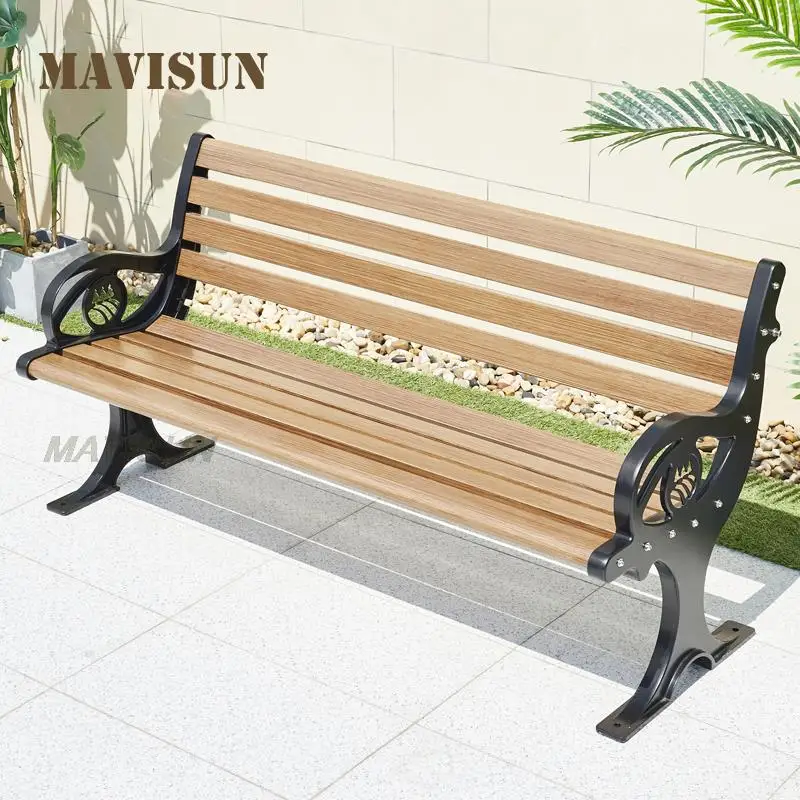 Camping Furniture Garden Aluminum Retro Black Simple Long Chair For Park Square Plaza Outdoor Shopping Street Lazy Waiting Chair