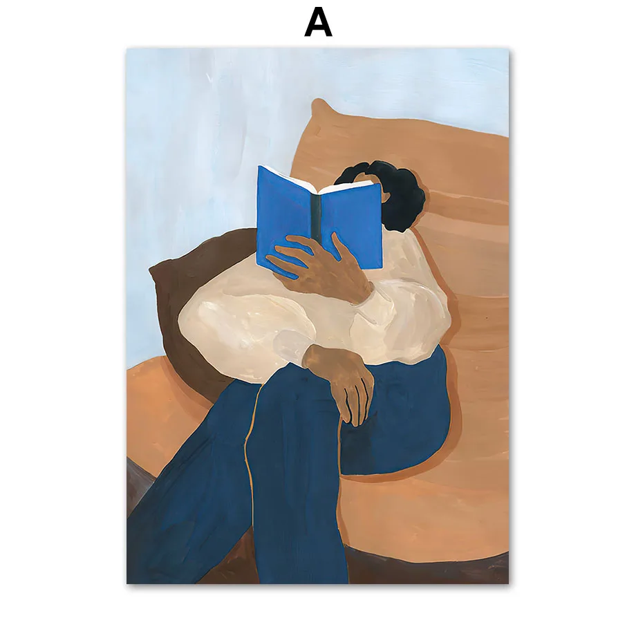 الأزرق مخطط فتاة كتاب زهرية الرسم على لوحات القماش...