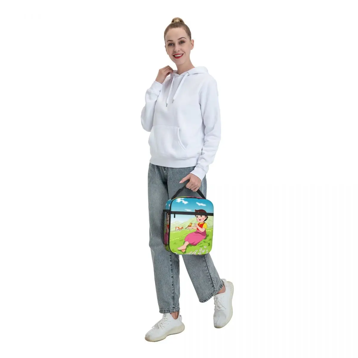 Heidi Tames A Bird Resuable Lunch Box Leakproof Cartoon Alps Mountain Girl Thermal Cooler Food Insulated Lunch Bag School Kids