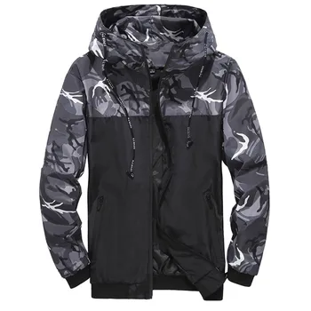 Men's Casual Hooded Bomber Jacket Wind Breaker Spring Autumn Thin Camouflage Hoodies Men Outdoor Youth Fashion Men Top Clothing 1