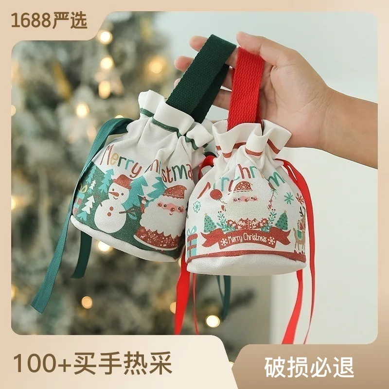 

10pcs 2023 Christmas Gift Boxes & Bags Use Canvas Handbag for Apple and Fruit, Perfect for Christmas Eve and Thanksgiving