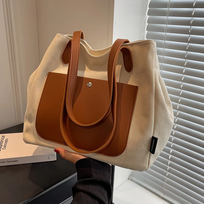 Advanced Canvas Bags Women High Capacity 2023 New Shoulder Bags for Summer College Students Commuting to School Tote Bags