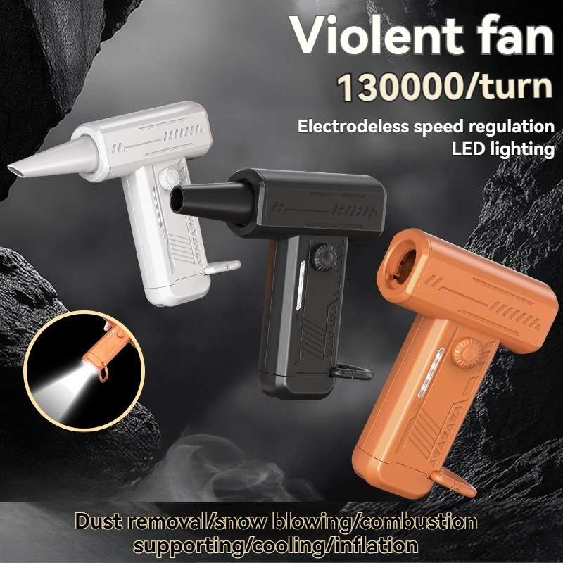 2025 Turbo Blower Fan, 130K RPM Extreme Wind, Mini Handheld Fan for Camping, Outdoor, Cleaning, LED Light, Portable Dust Blower
