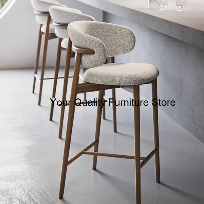 

High Reception Modern Bar Stools Kitchen Designer Leather Barber Relaxing Bar Chair Library Backrest Taburete Alto Furniture