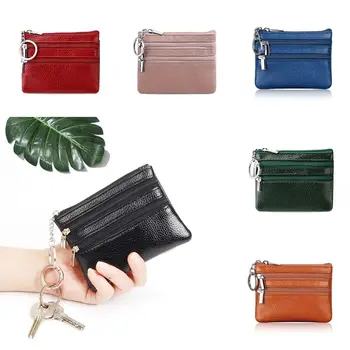 PU Leather Money Coin Purse 2024 New with Key Ring Waterproof Pocket Purse Zipper Wear-resistant Credit Card Holoder Male 6