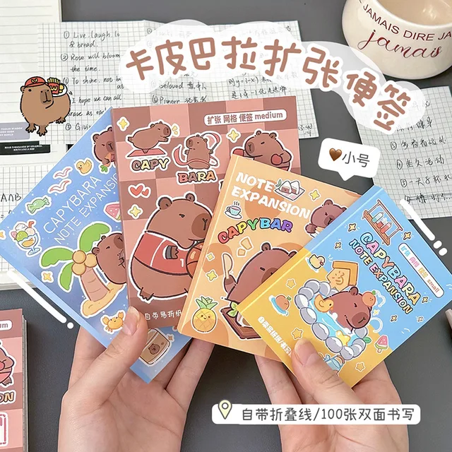 100 Pcs Students Use Sticky Note Stickers Cute Capybara Expansion Stickers Note Stickers 1
