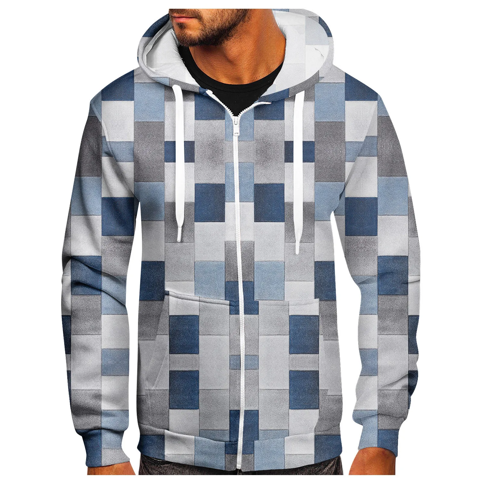 

2023 Autumn Winter Men'S Zipper Sweater Coat Drawstring Printed Fashion New Hoodie Sweater Y2k Zip Up Hoodie Ropa Para Hombres