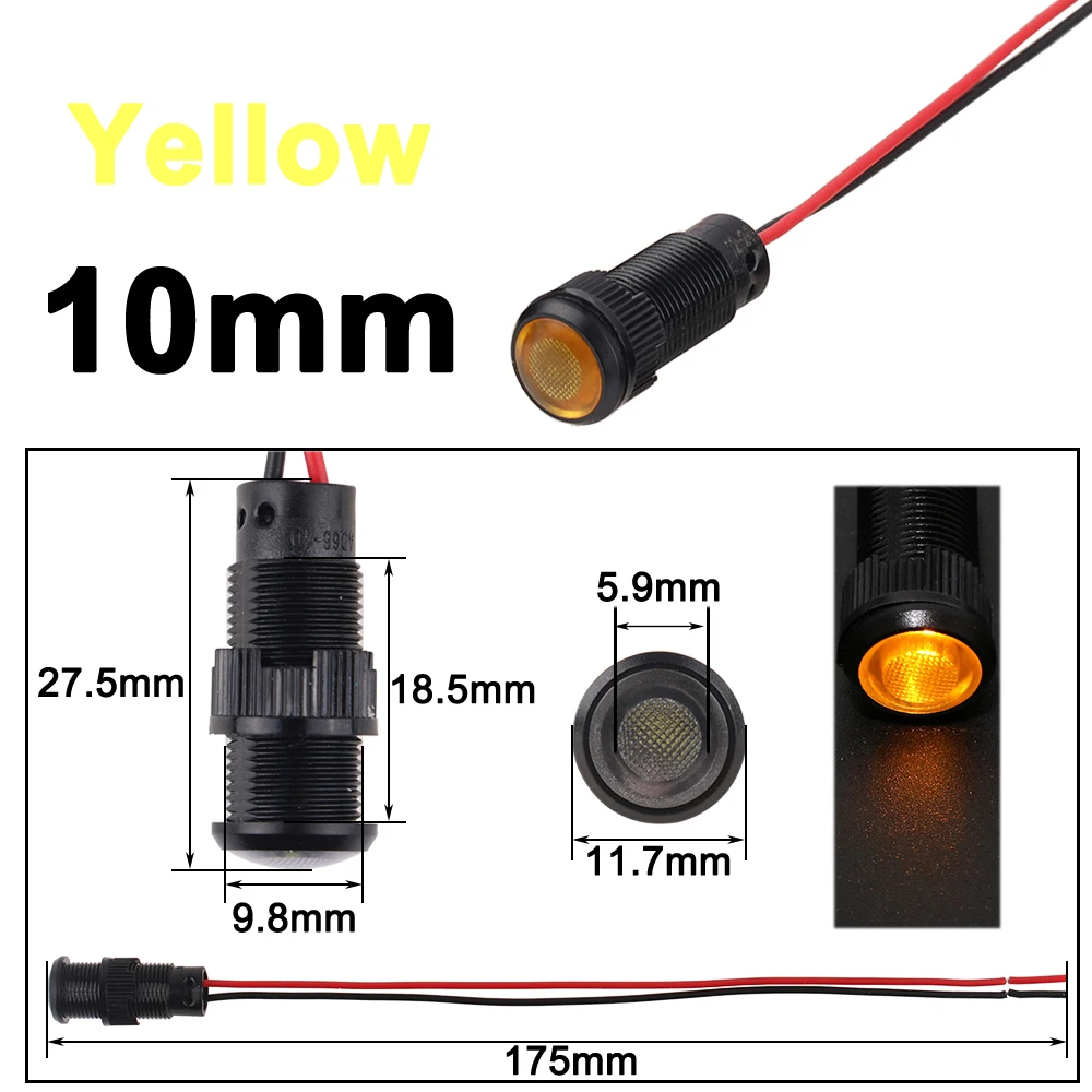Multi-Color LED Indicator Light - Plastic Signal Dot Lamp (1 to 5 Pieces)