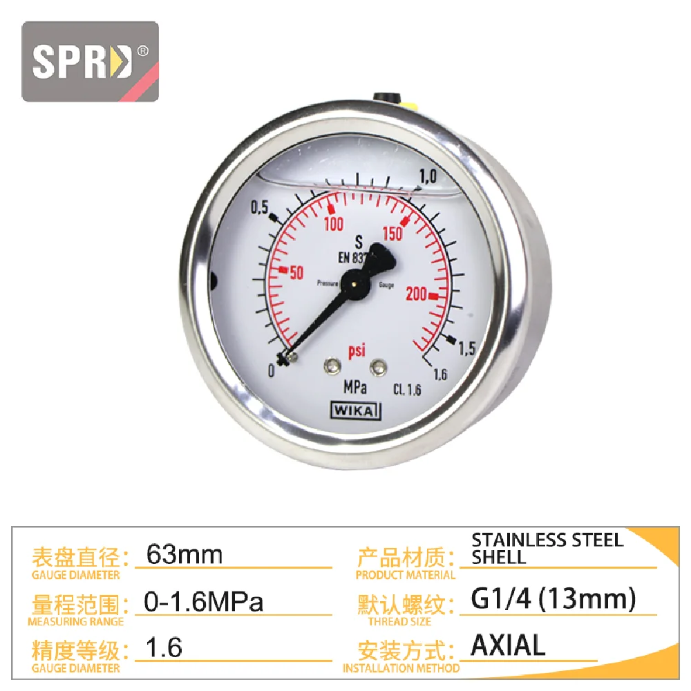 WIKA з  EN837-1 η ƿ Ͽ¡,   G1/4, 0-10 , 63mm