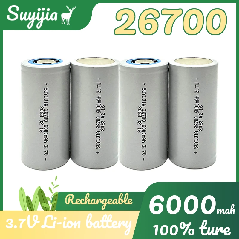 

26700 Battery 3.7V 6000mah Li-ion Lithium Rechargeable Power Batteries for LED Flashlight Torch Electric Tools Electric Bicycle