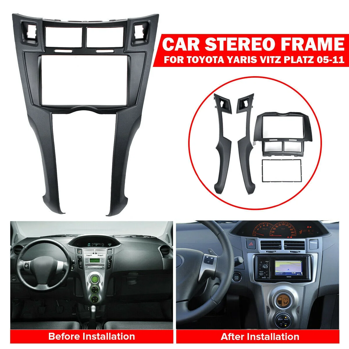 Ÿ Yaris Vitz Platz ڵ ׷  Ʈ ŰƮ ú, DVD ÷̾ ġ , 2005 2011, 2 Din