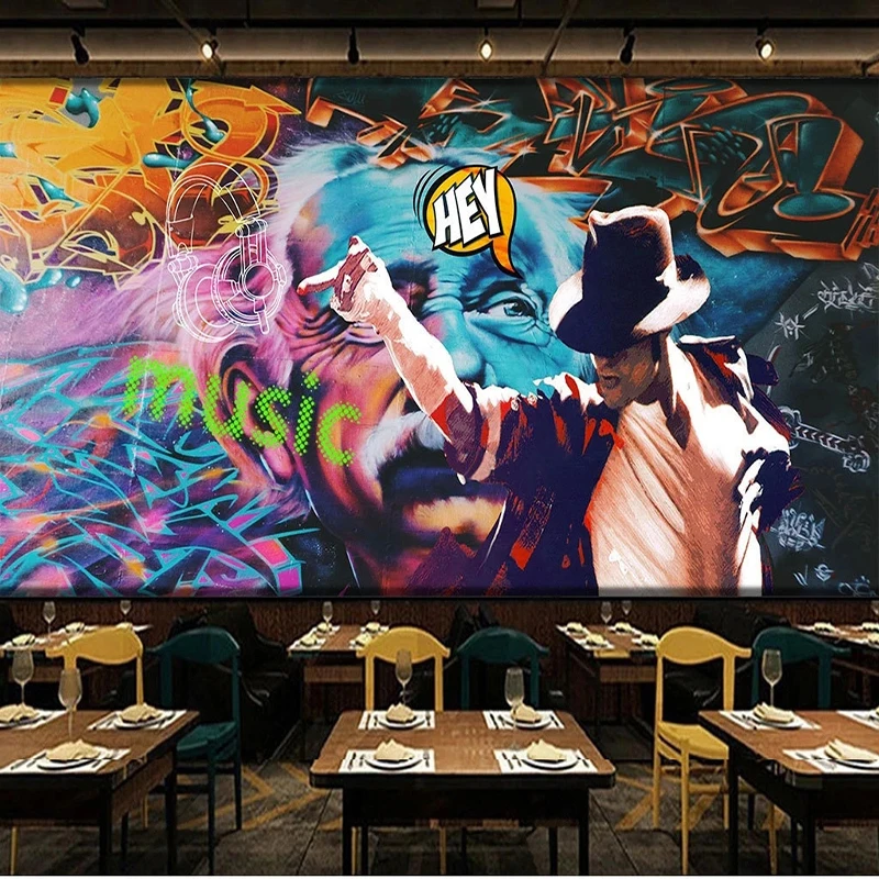 

Custom Any Size 3D Murals Cartoon Creative Graffiti Wallpaper Restaurant Cafe KTV Bar Background Wall Home Decor 3D Papier Peint