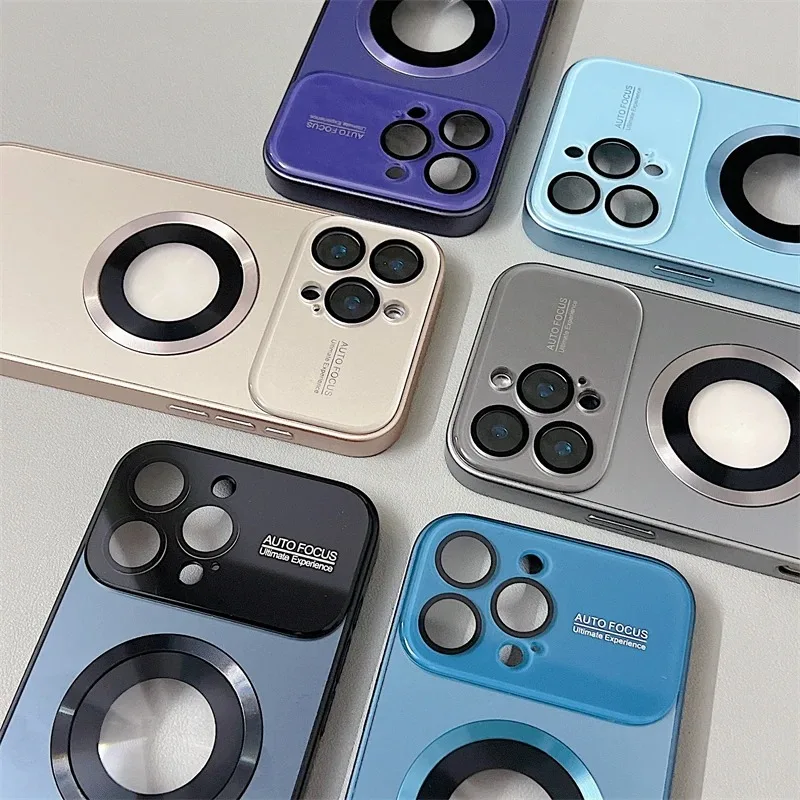 Luxury Titanium Metallic Matte Case with Glass Lens Camera Protection