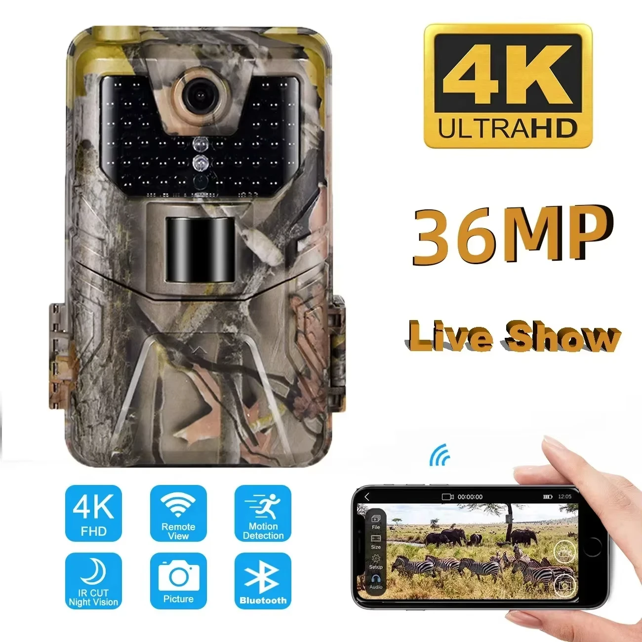 Live Broadcast 4K 36MP APP Trail Camera Cloud Service Wildlife Hunting Surveillance 940nm 4G Wireless CameraHC900PRO Photo Traps 2