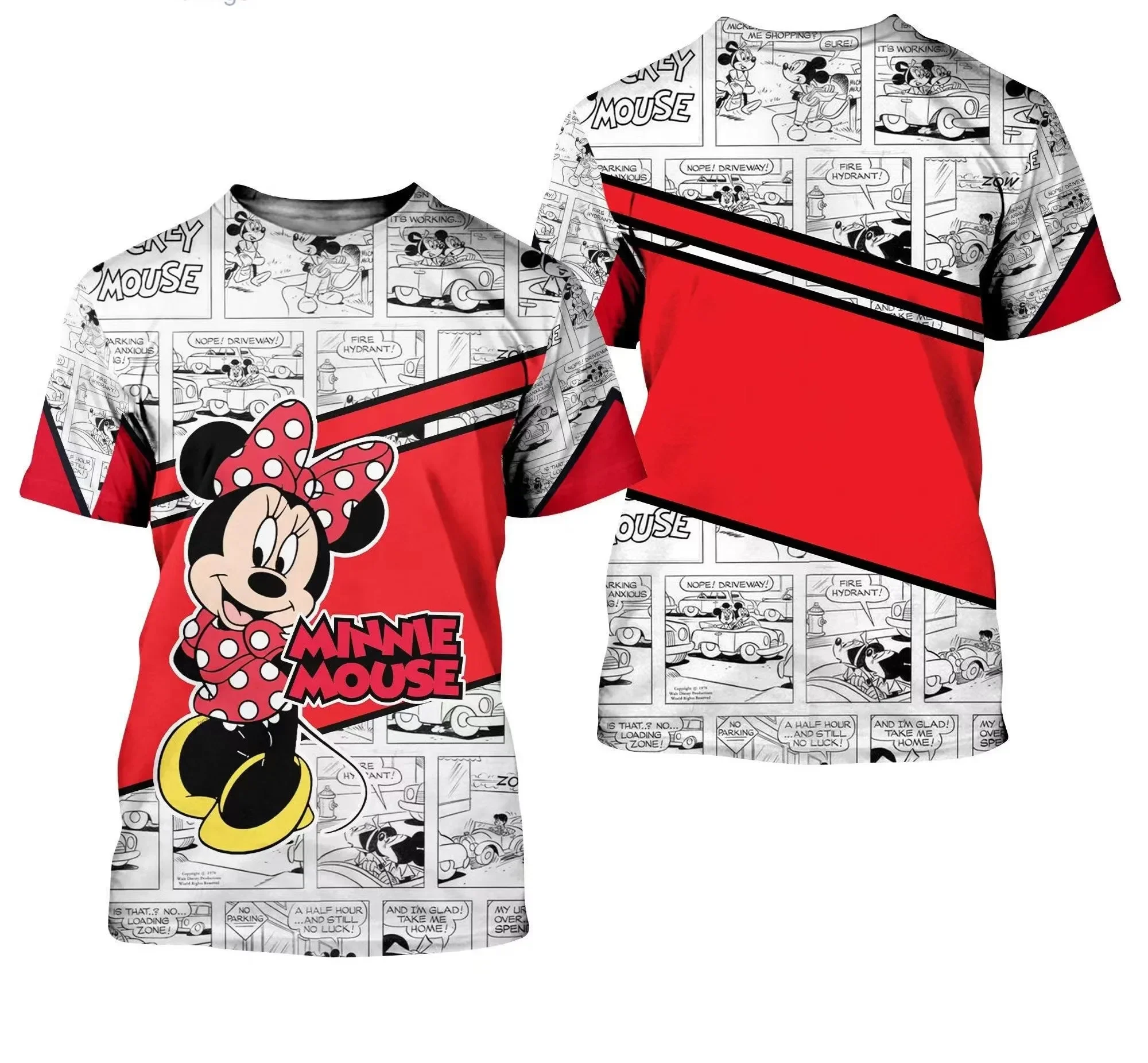 2024 Disney Minnie Mouse Disney Cartoon Comic 3D Printed Design Men Women Street Casual Couple Top T-shirt 3