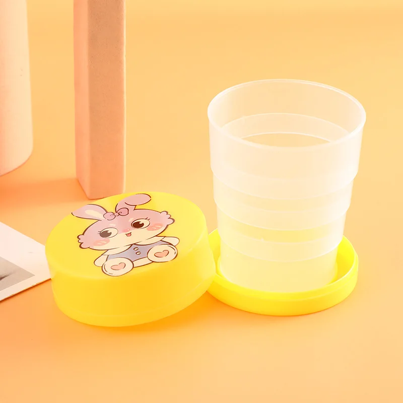 100ML Folding Cup With Lid Portable Reusable Plastic Water Cup