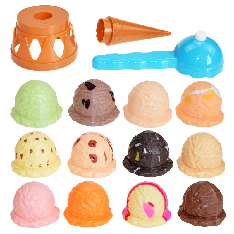 Kids Ice Cream Stack Up Pretend Play Toy Set Children Simulation Food Kitchen Toys Montessori Educational Gifts for Girl Toys
