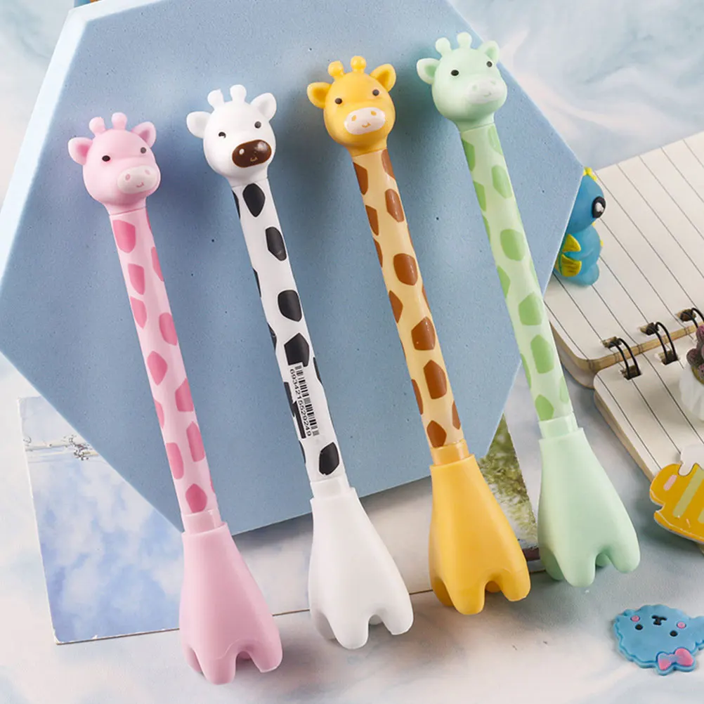 12 Pcs Decorate Giraffe Ballpoint Pen Student Cartoon Stationery Pp Multicolored Pens