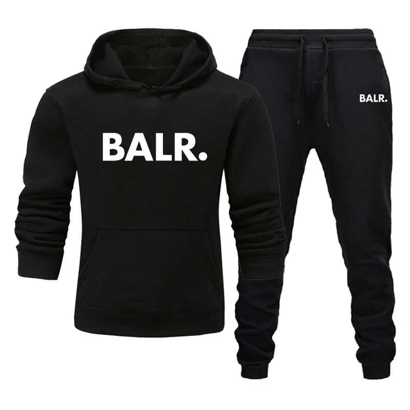 Sports Fitness BALR Men Women Set Hoodies+Pants 2 Pieces Sets Autumn Winter Hooded Tracksuit Male Sportswear Gym Sudadera Hombre