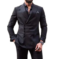 Classic Black Men Suits 2 Piece New Fashion Peak Lapel Business Casual Wear Party Wedding Groom Tuxedo Blazer with Pants 2025 2
