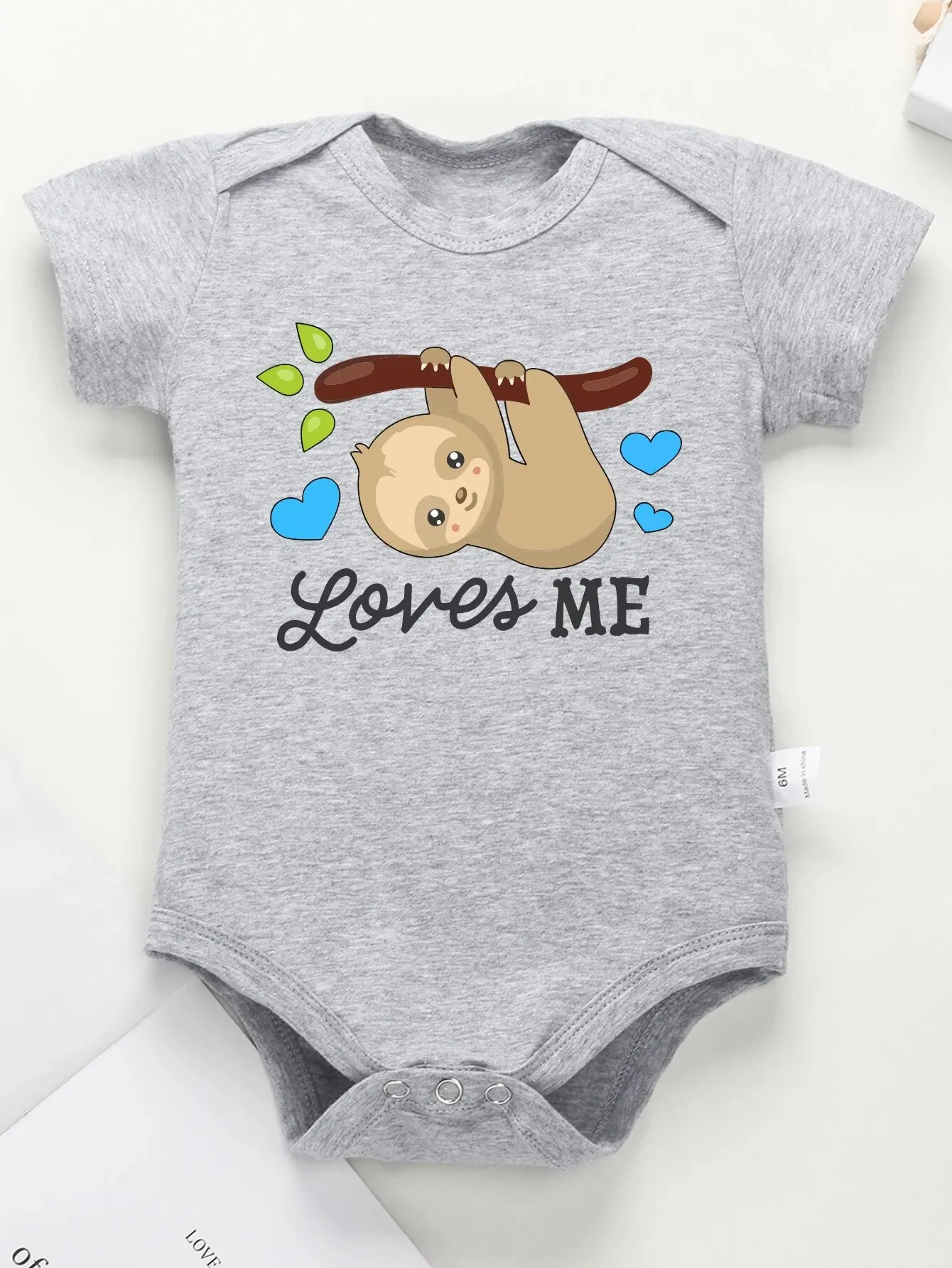 Baby Clothes Cute Sloth Newborn Clothes Cartoon Animal Loves Me Baby Girl Boy Onesies Outdoor Casual Cotton Toddler Jumpsuit