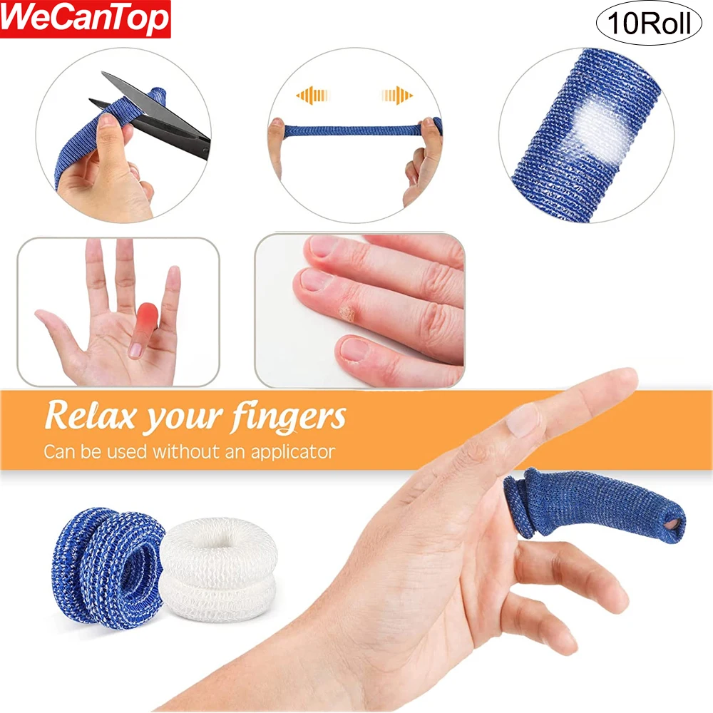 10Pcs 관형 붕대 손가락 롤 붕대 드레싱 손가락 붕대 관형 손가락 드레싱 손가..