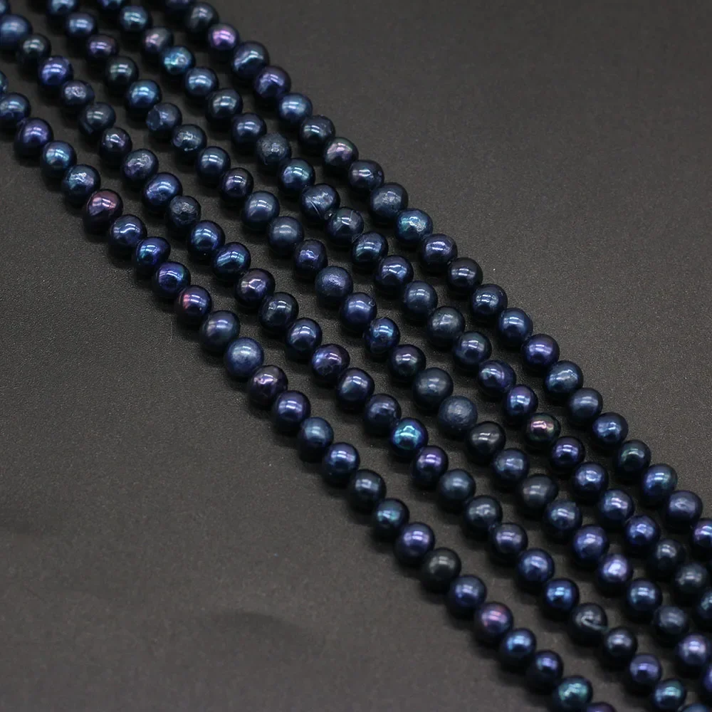 Natural Freshwater Pearl Black Round Beads Exquisite Loose Bead For Jewelry Making DIY Charms Bracelet Necklace Accessories 36cm