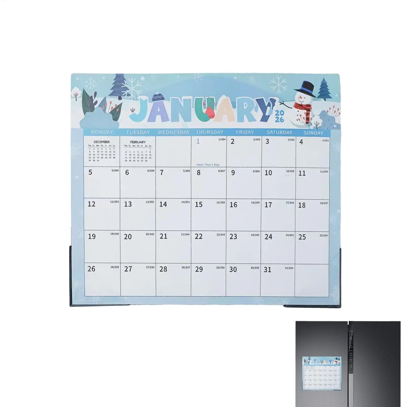 18-Month Magnetic Fridge Calendar (Jan 2026 - Jun 2027)