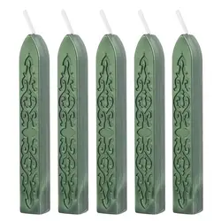 Pack of 5 Solid Color Sealing Wax Sticks for Envelopes, Invitations, and Gifts (Pine Green)