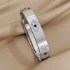 Evil Eyes Stainless Steel Bracelet for Women Luxury Design Rhinestone Wide Cuff Bangles Bracelets Waterproof Jewelry Gifts 3