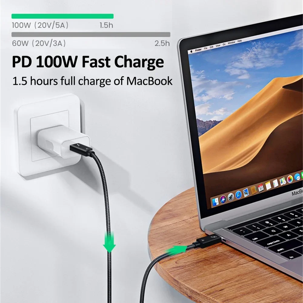 Thunderbolt 4 동축 케이블 USB4 PD100W USB C-Type C 고속 충전 40Gbps 데이터 케이블 8K@60Hz eGPU iPad Macbook Pro Air USBC용