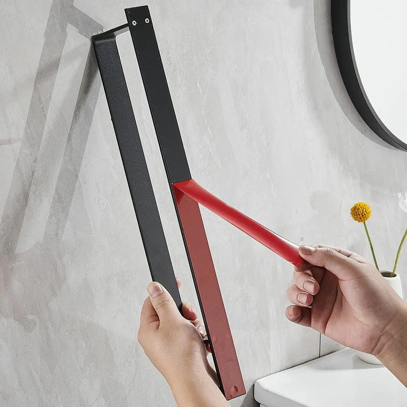 Wall mounted towel bar non perforated vertical towel rack black space aluminum guest bathroom rack with hook storage rack,towel rack,bathroom shelf,bathroom storage shelf,storage shelf,bathroom accessories