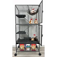 Two Story Extra Large 4-Level Double Front Doors Wrought Iron Cage Tight 1/2-inch Spacing Rolling Stand Hammock 1