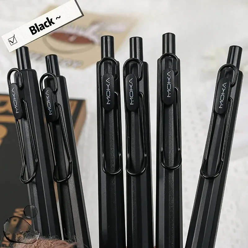Telescopic Gel Ink Pen Set, Smooth Writing, 0.5mm Thin Tip Anti Pollution Quick Drying Pen, Portable, Black and White Two Colors