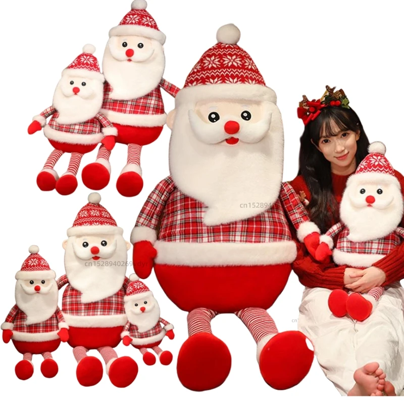 Hot 70/100cm Cartoon Large Santa Plush Doll Long Legs Santa Soft Plush Doll Warm Hug Home Decor For Boys Girls Christmas Gifts