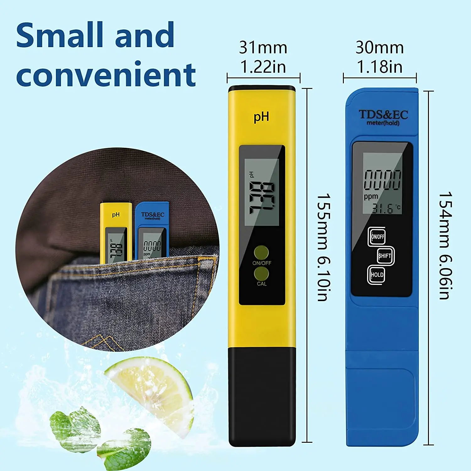 Water Quality Detector Water Tester PH Meter TDS Meter Digital Water Tester Digital 0-14 PH Meter Tester 0-9990ppm TDS&EC LCD Water Purity PPM Aquarium Filter with Batteries