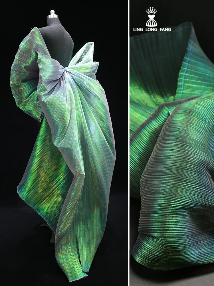 Handmade Diy Fantasy Texture Pleated Organza Fabric Crisp Shape Wedding Bouquet Decoration Background Clothing Designer Fabric