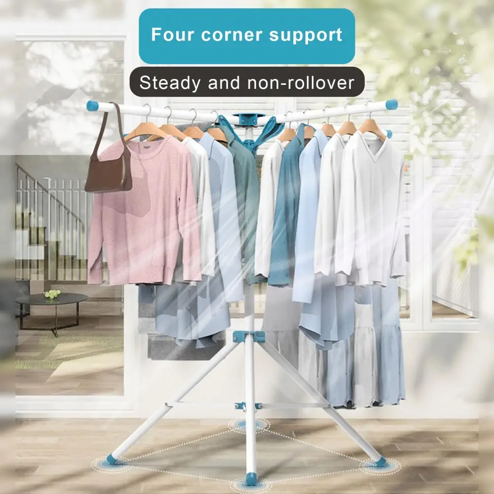 Easy Assembly Indoor/Outdoor Laundry Drying Rack Tripod Clothes Drying Rack Strong Load-bearing Height-Adjustable Foldable 5