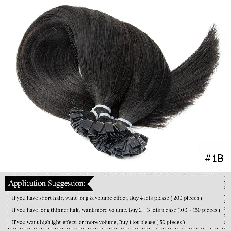 플랫 팁 케라틴 인간의 머리카락 확장 핫 퓨전 헤어 1x0.8cm 이탈리아어 프리 본드 14-24 인치 1B 브라운 블론드 실버