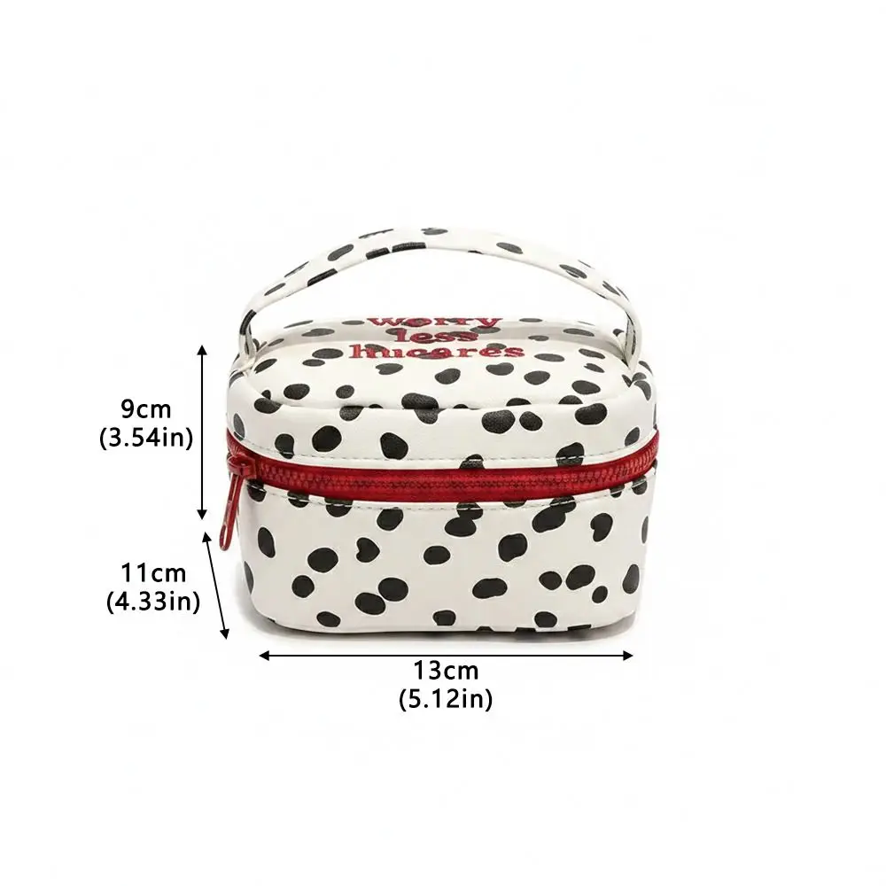 Borsa per il trucco multifunzionale a pois, design con cerniera, piccola borsa per cosmetici, borsetta per donne e ragazze - immagine 6