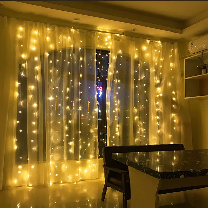 thumbnail image 1 of Cadena de luces LED para cortina con USB, 8 modos, 3, 4 y 6 m, para decoración de bodas, dormitorios, fiestas en el hogar, vacaciones, 2025, 1 of 5