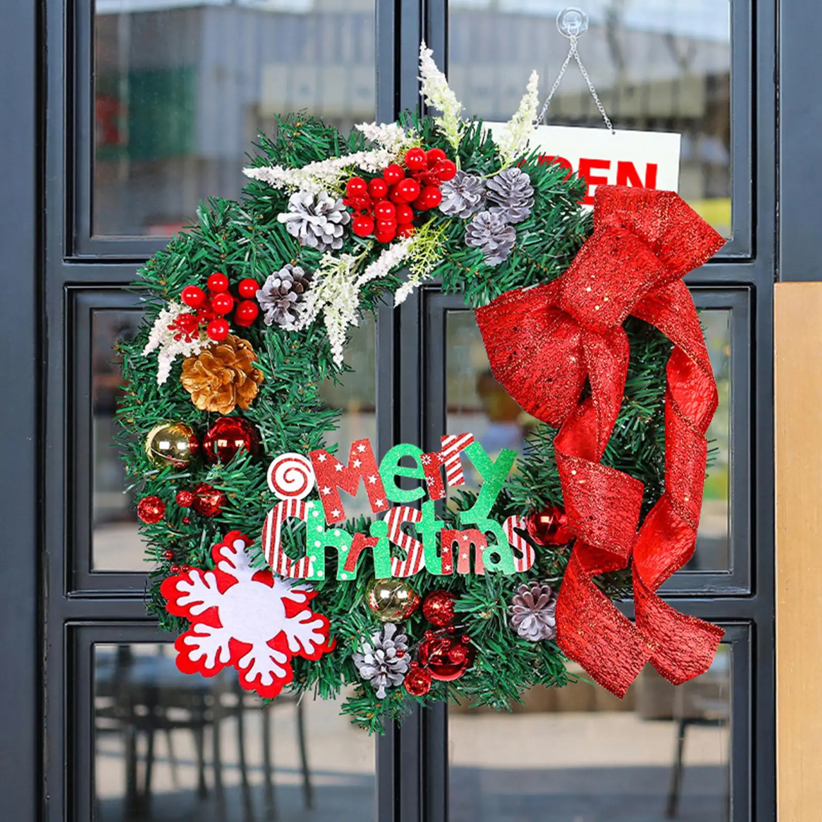 Christmas Decoration Front Door Wreath Christmas Garland Rustic Bright Colors